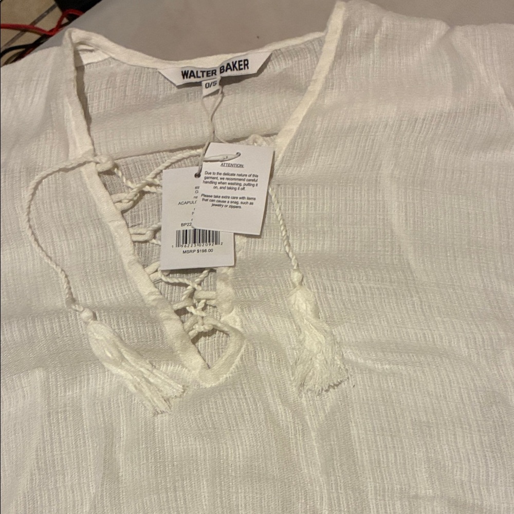 Walter Baker Cream Lace-Up Blouse